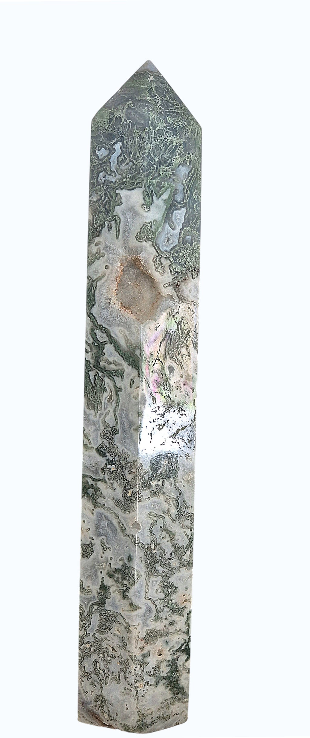 Very Large Moss Agate Tower