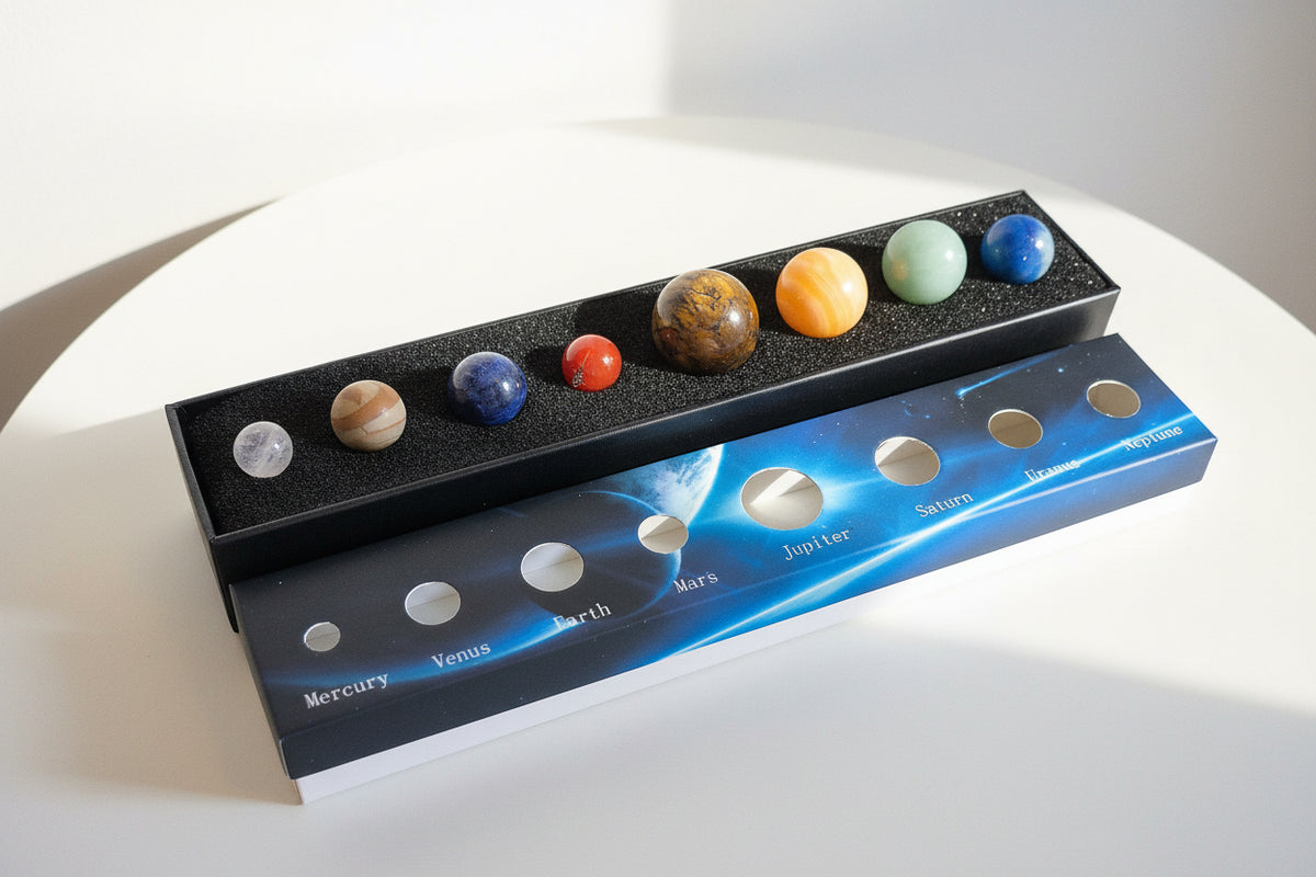 8 Planet Crystal Spheres - Natural crystal Solar System Gift Set
