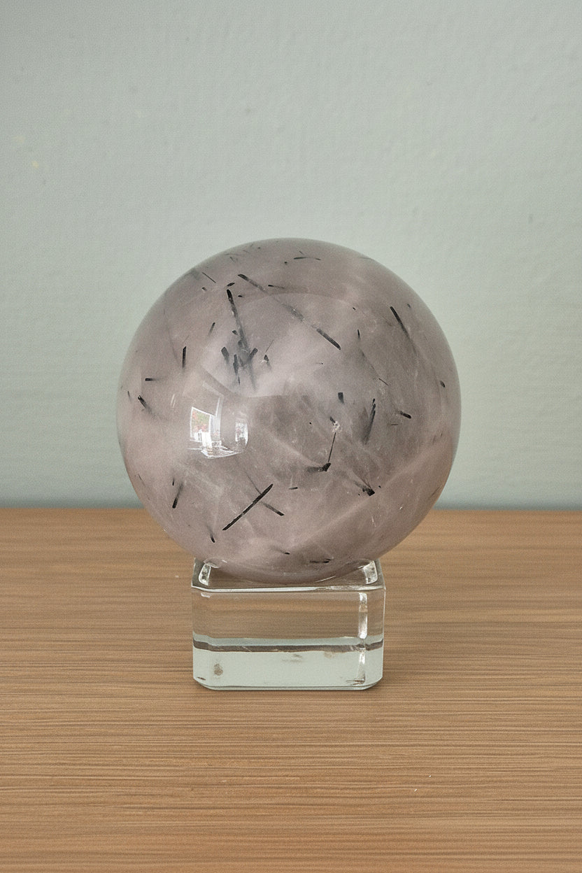 Tourmaline in Quartz Sphere
