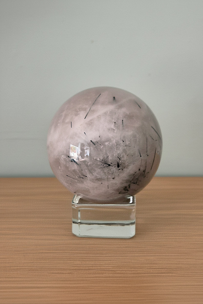 Tourmaline in Quartz Sphere
