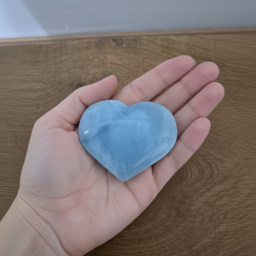 Blue Calcite Crystal Heart