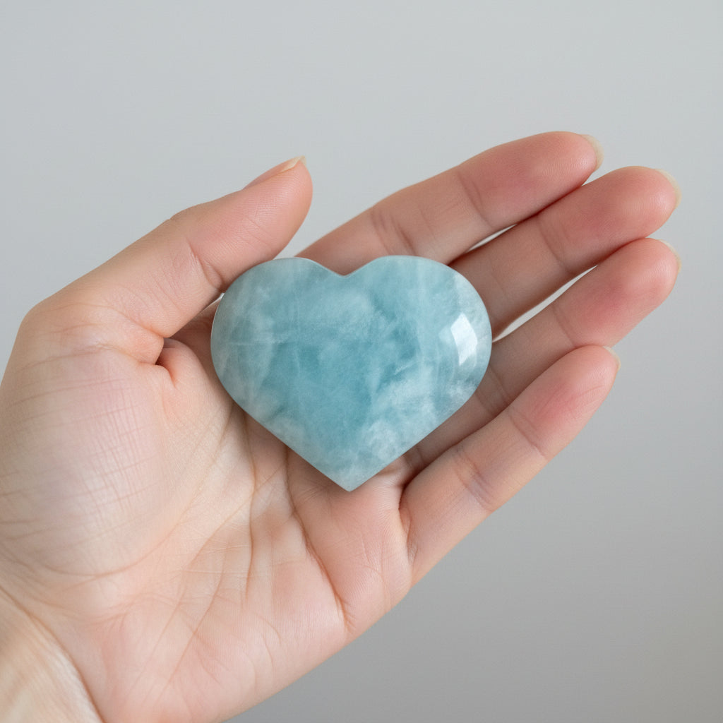 Blue Calcite Crystal Heart