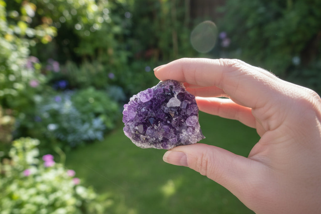 High-Grade Brazilian Amethyst Cluster with Calcite Growth