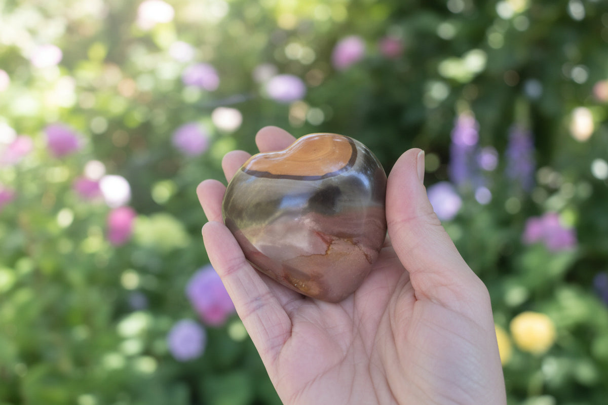 Vibrant Polychrome Jasper Polished Heart