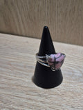 Silver-Plated Triple-Band Rhodonite Heart Ring (Adjustable)