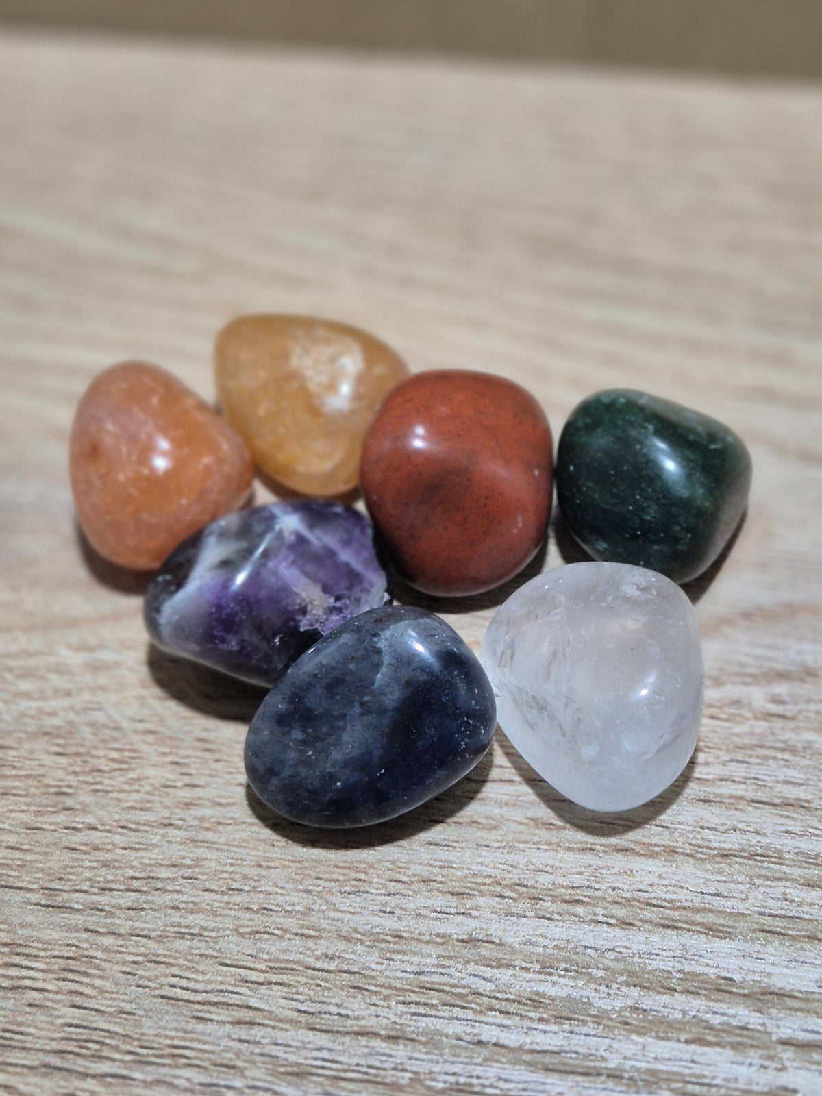 7 Chakra Tumble Stone Set with Drawstring Pouch & Information Card