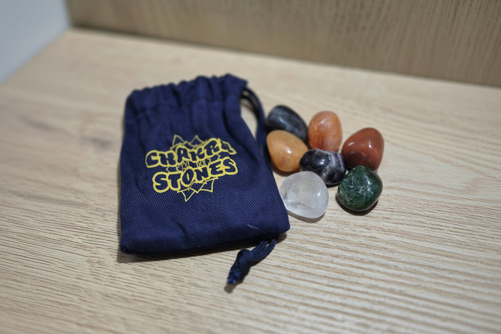 7 Chakra Tumble Stone Set with Drawstring Pouch & Information Card