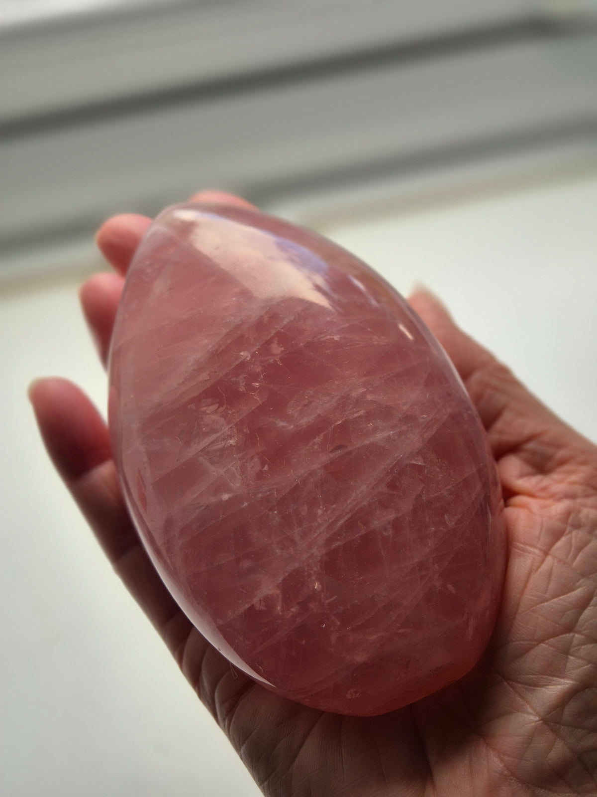 High-Quality Dark Pink Rose Quartz Freeform with Rainbows (450g)
